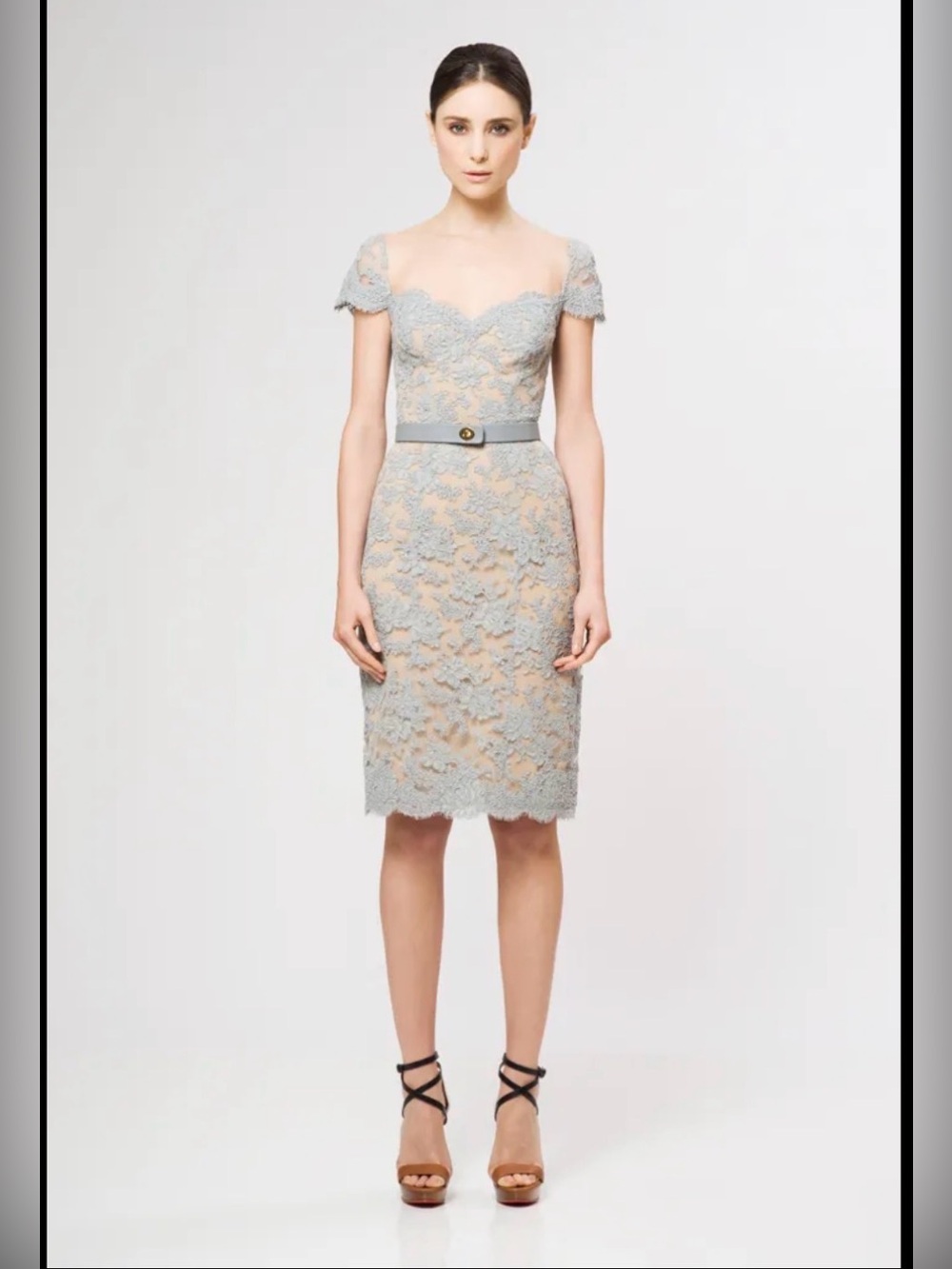 Reem Acra Resort Collection Lace Cap Sleeve Bennett Dress